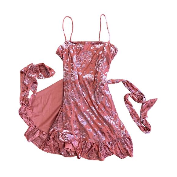 Free People Olivia Velvet Burnout Slip Dress in Dusty Rose Womens Size S - Picture 5 of 10